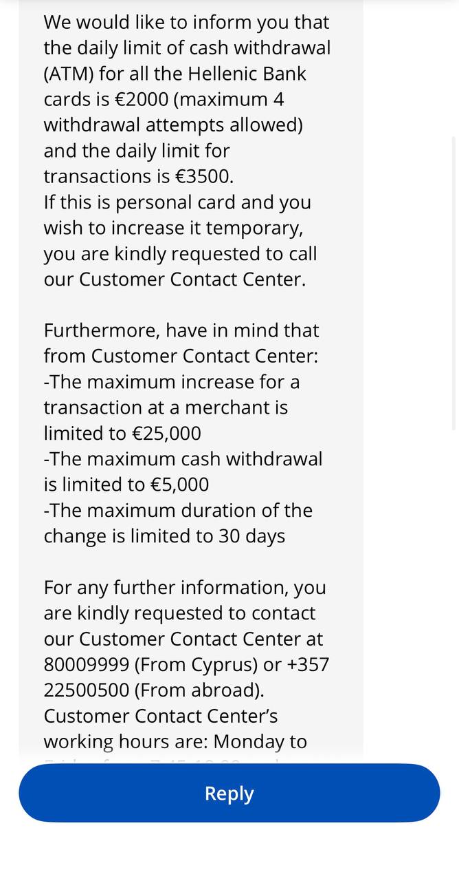 Limits at Eurobank